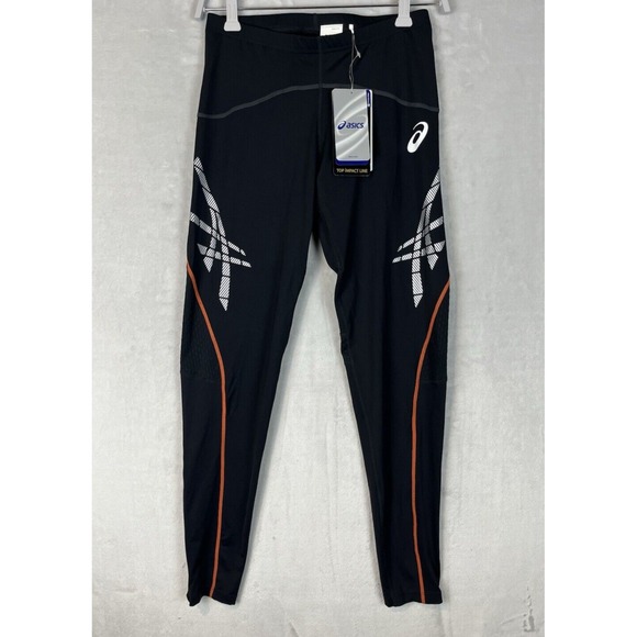 Asics Pants - Asics Core Balance Tights Women Large Black Stretch Ankle Zip Vented Run Yoga